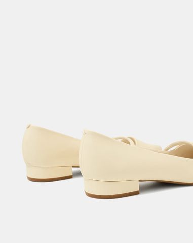  Giày Búp Bê Phối Quai Ngang Khóa Logo 