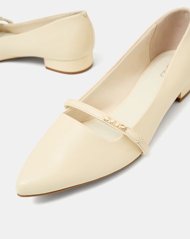  Giày Búp Bê Phối Quai Ngang Khóa Logo 