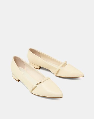  Giày Búp Bê Phối Quai Ngang Khóa Logo 