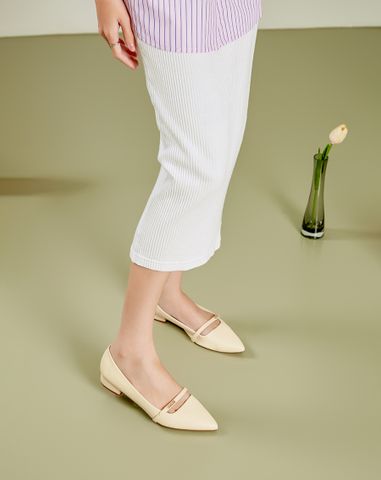  Giày Búp Bê Phối Quai Ngang Khóa Logo 