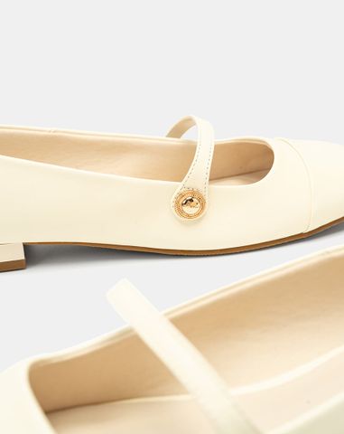  Giày Búp Bê Mary Jane Mũi Thô 