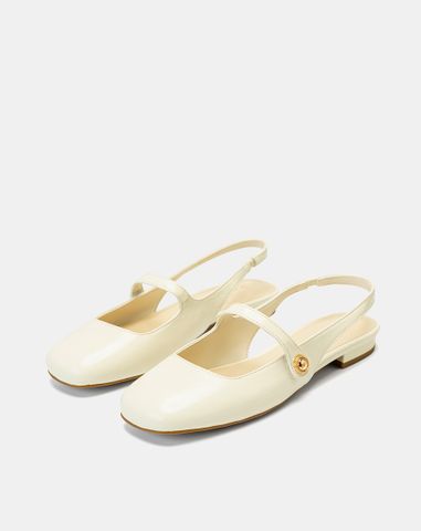  Giày Búp Bê Slingback Mũi Tròn 