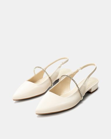  Giày Búp Bê Slingback Phối Dây Khóa Trang Trí 