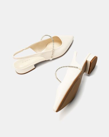  Giày Búp Bê Slingback Phối Dây Khóa Trang Trí 