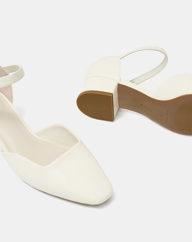  Giày Cao Gót Gót Vuông Mũi Vuông Quai Cổ Chân 