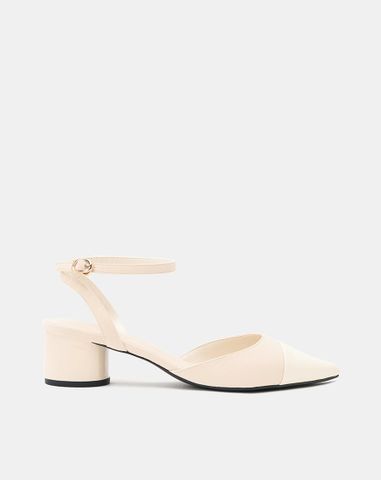  Giày Cao Gót Slingback Phối Toe Cap 