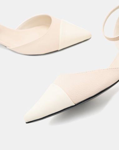 Giày Cao Gót Slingback Phối Toe Cap 