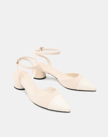  Giày Cao Gót Slingback Phối Toe Cap 