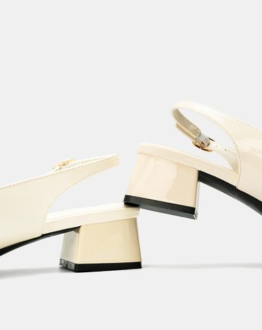  Giày Cao Gót Slingback Đắp Mũi Chéo 