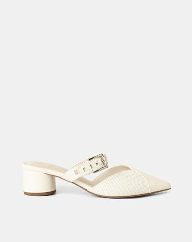  Giày Cao Gót Mules Đắp Mũi Chéo 