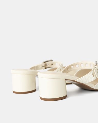  Giày Cao Gót Mules Đắp Mũi Chéo 