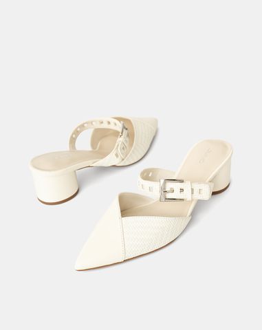  Giày Cao Gót Mules Đắp Mũi Chéo 