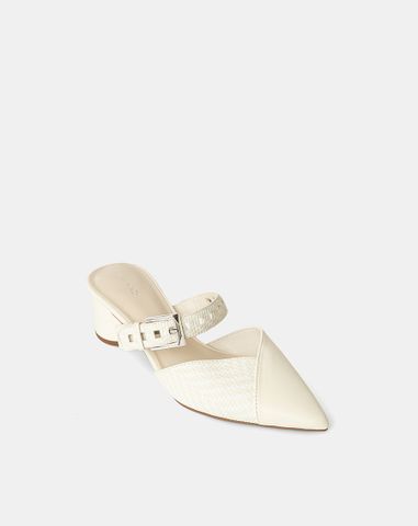  Giày Cao Gót Mules Đắp Mũi Chéo 