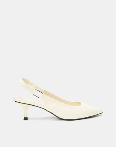  Giày Cao Gót Slingback Phối Khóa Trang Trí 