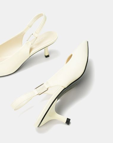  Giày Cao Gót Slingback Phối Khóa Trang Trí 