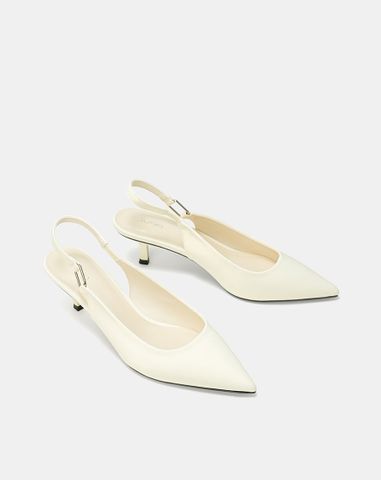  Giày Cao Gót Slingback Phối Khóa Trang Trí 