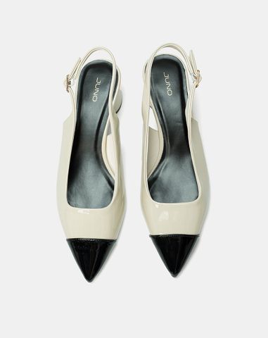  Giày Cao Gót Slingback Mũi Nhọn Phối Toecap 