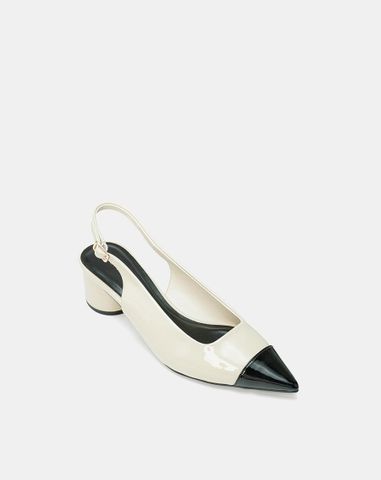  Giày Cao Gót Slingback Mũi Nhọn Phối Toecap 