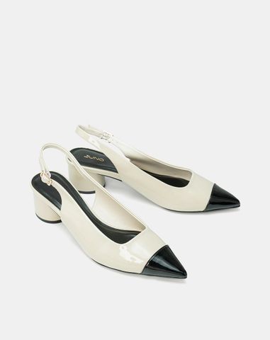  Giày Cao Gót Slingback Mũi Nhọn Phối Toecap 