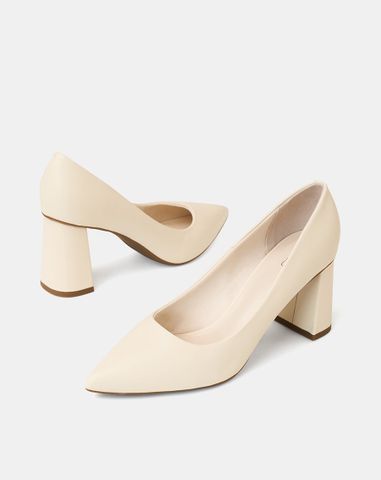  Giày Cao Gót Pump Gót Trụ Mũi Nhọn 