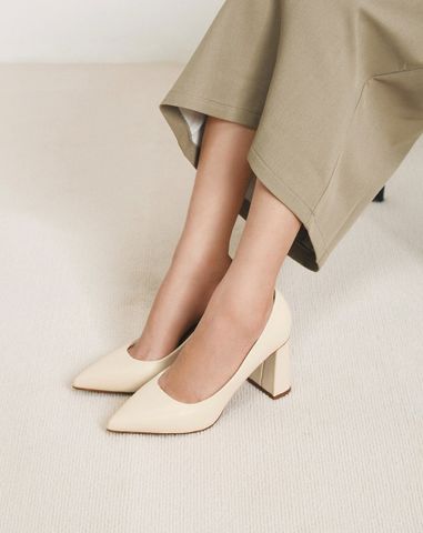  Giày Cao Gót Pump Gót Trụ Mũi Nhọn 