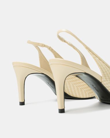  Giày Cao Gót Slingback Phối Chất Liệu Đan 