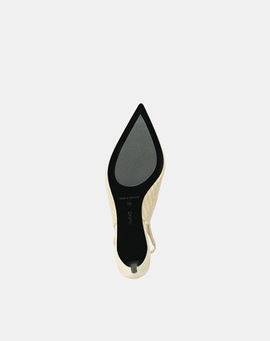  Giày Cao Gót Slingback Phối Chất Liệu Đan 