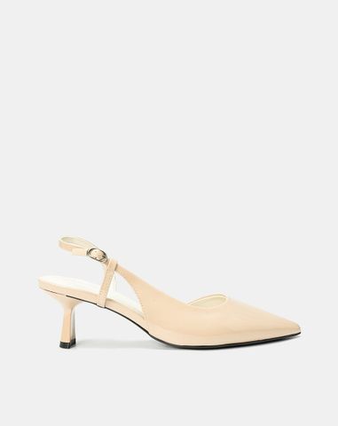  Giày Cao Gót Slingback Phối Liệu Bóng 