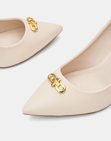  Giày Cao Gót Pump Phối Khóa Trang Trí 