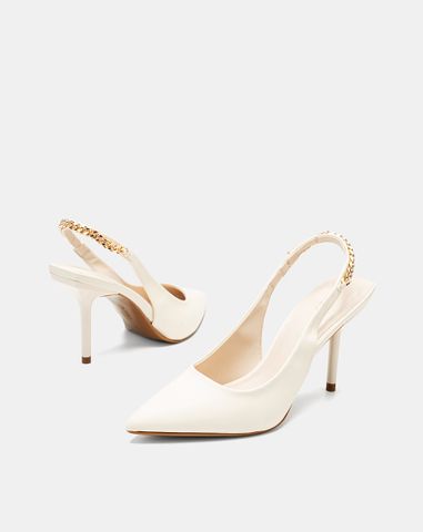  Giày Cao Gót Slingback Phối Xích 