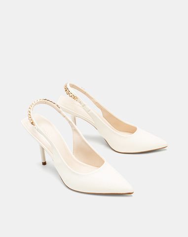  Giày Cao Gót Slingback Phối Xích 