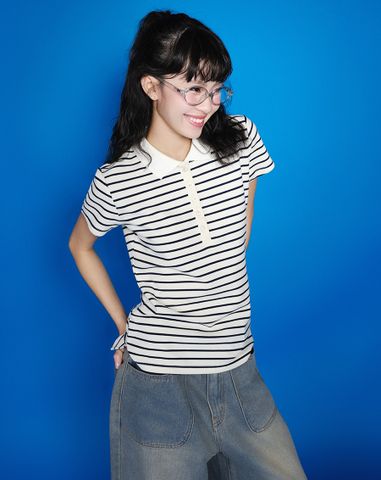  Áo thun polo sọc ngang 