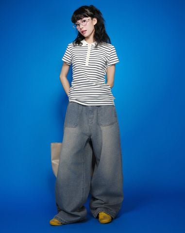  Áo thun polo sọc ngang 