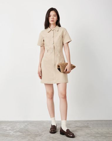  Đầm mini tay ngắn nút J 