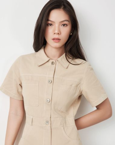  Đầm mini tay ngắn nút J 