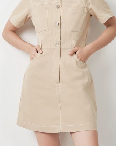  Đầm mini tay ngắn nút J 