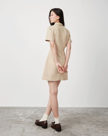 Đầm mini tay ngắn nút J 