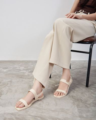  Giày Sandal Đế Bệt Quai Ngang Phối Khóa Trang Trí 