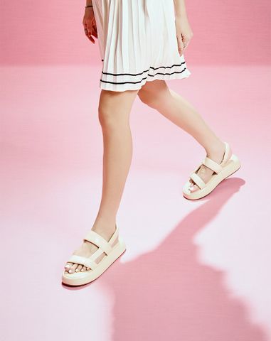  Giày Sandal Đế Bằng Quai Ngang 