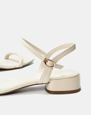  Giày Sandal Gót Thấp Phối Hai Quai Xoắn 