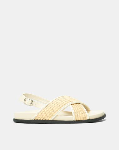  Giày Sandal Quai Chéo Phối Liệu Đan Lát 