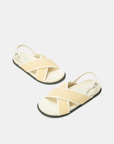  Giày Sandal Quai Chéo Phối Liệu Đan Lát 