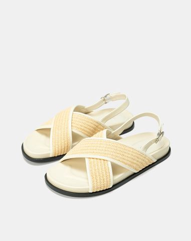  Giày Sandal Quai Chéo Phối Liệu Đan Lát 