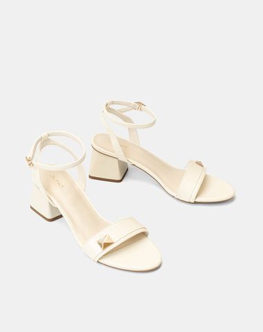  Giày Sandal Gót Vuông Phối Khóa Trang Trí 