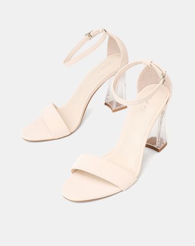 Giày Sandal Gót Trụ Quai Cổ Chân Phối Quai Ngang 
