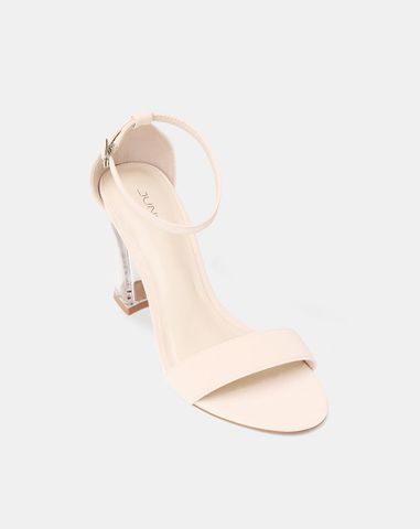  Giày Sandal Gót Trụ Quai Cổ Chân Phối Quai Ngang 