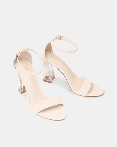  Giày Sandal Gót Trụ Quai Cổ Chân Phối Quai Ngang 