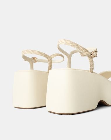  Giày Sandal Xuồng Quai Bản Lớn Phối Quai Cổ Chân 
