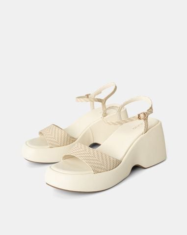  Giày Sandal Xuồng Quai Bản Lớn Phối Quai Cổ Chân 