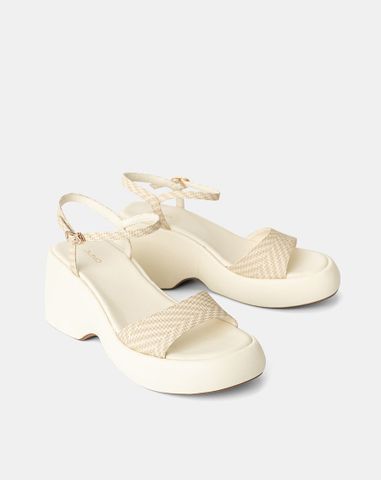  Giày Sandal Xuồng Quai Bản Lớn Phối Quai Cổ Chân 